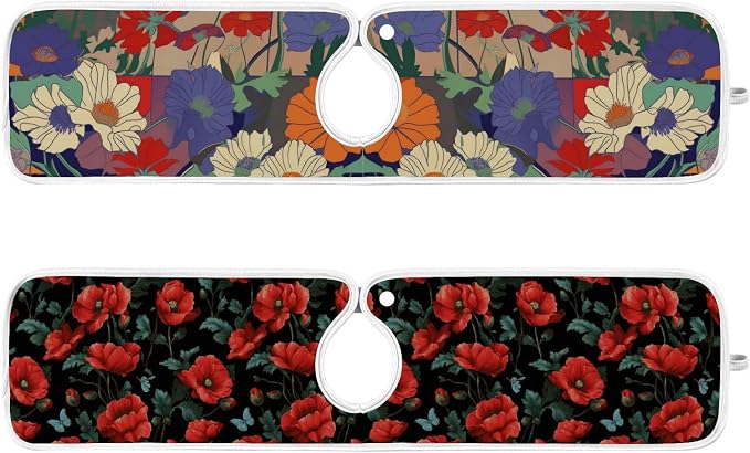 Japanese Purple Red Poppy Poppy Butterfly Leaf Sink Mat - Image 3