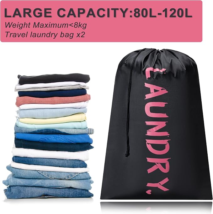 2 Pack Travel Laundry Bag, Extra Large Dirty Clothes Organizer - Image 4