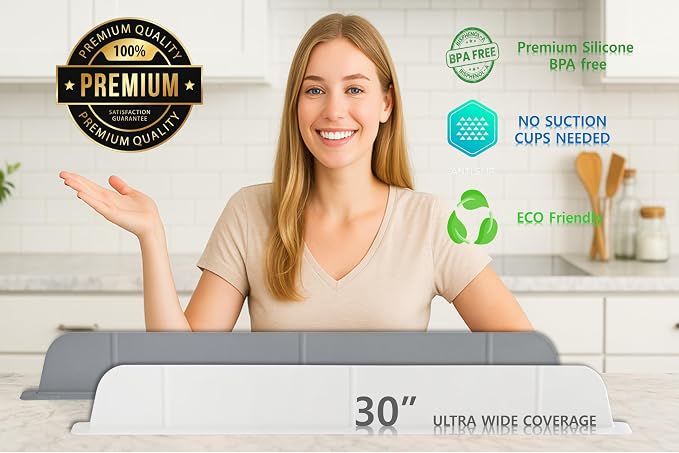 30 inch Premium Kitchen Sink Silicone Water Splash Guard SIZE UPGRADE 30" and - Image 6