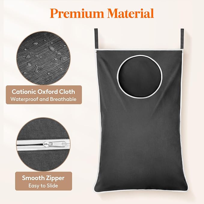 Lifewit 2 Pack Over Door Laundry Hamper, Collapsible Hanging, Dark Gray - Image 6