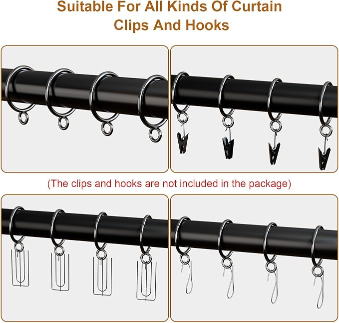50 Packs Gunmetal Metal Curtain Rings - Image 3
