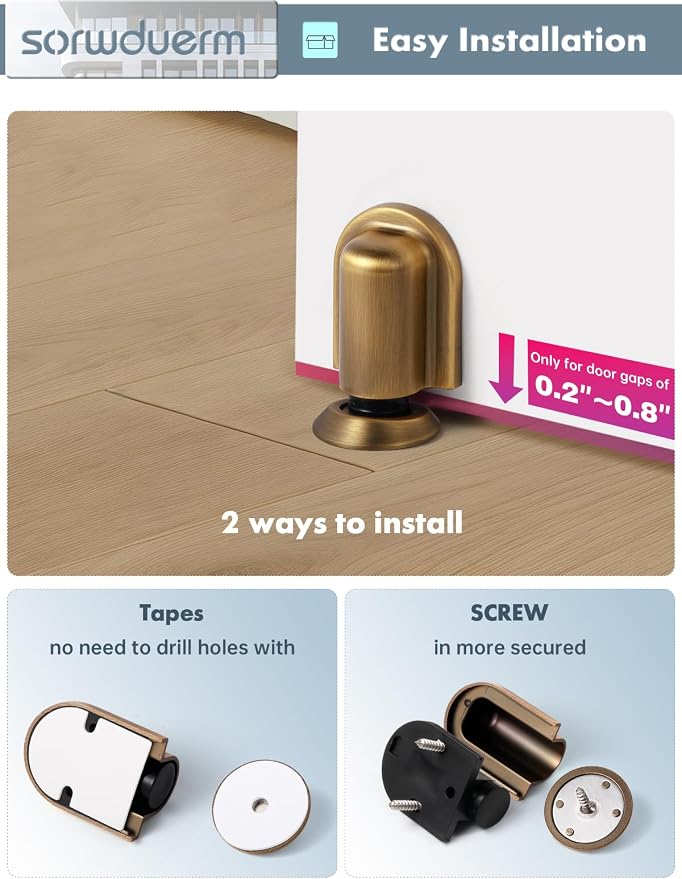 1 Pack Antique Brass Door Stopper Magnetic Door Cathc Floor Mounted Door Stop - Image 5