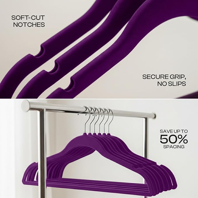 Utopia Home Velvet Hangers, 50 Pack | Luxury Non-Slip Slim Pant & Coat Hangers - Image 3