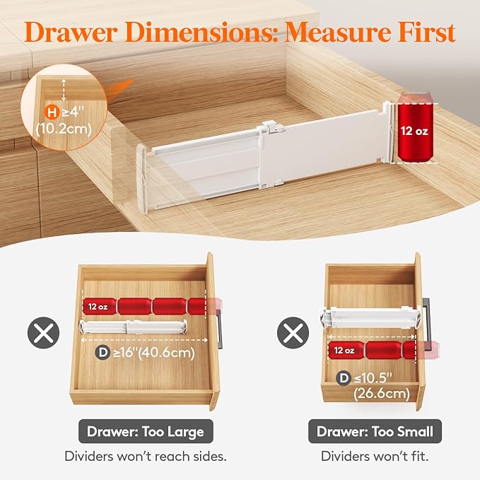 Lifewit 12 Pack 4" High Drawer Dividers, Adjustable Drawer Organizer Clothes | - Image 6