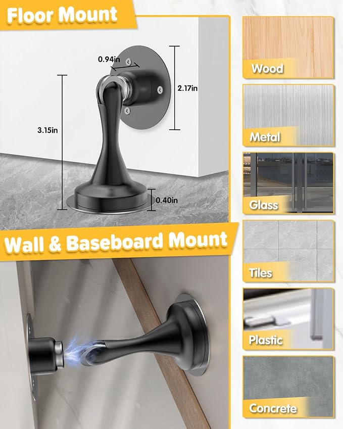 Door Stoppers Magnetic Door Catch 4 Pack Stainless Steel Magnetic Door Stop | - Image 3