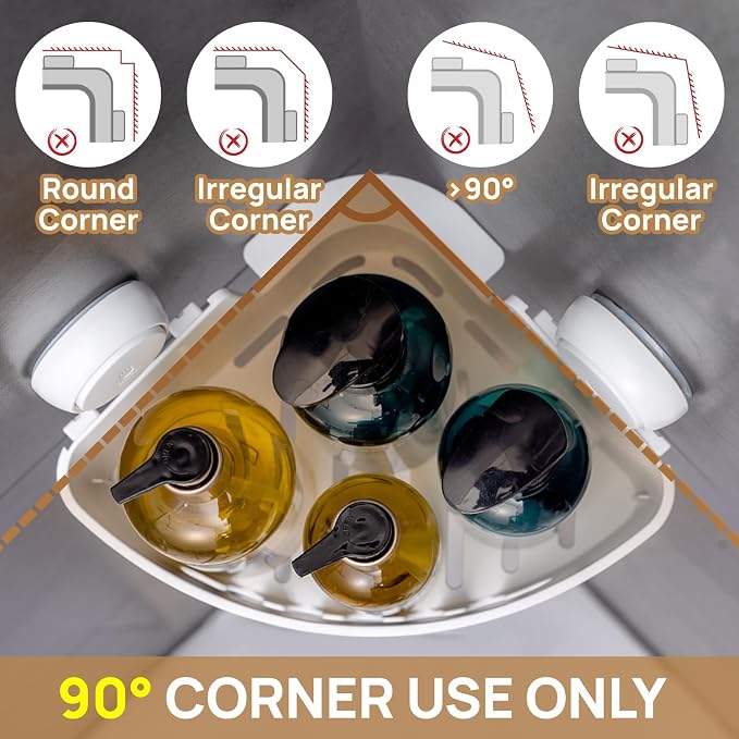 LEVERLOC Corner Shower Caddy Suction Cup, shower shelves suction cup - Image 3
