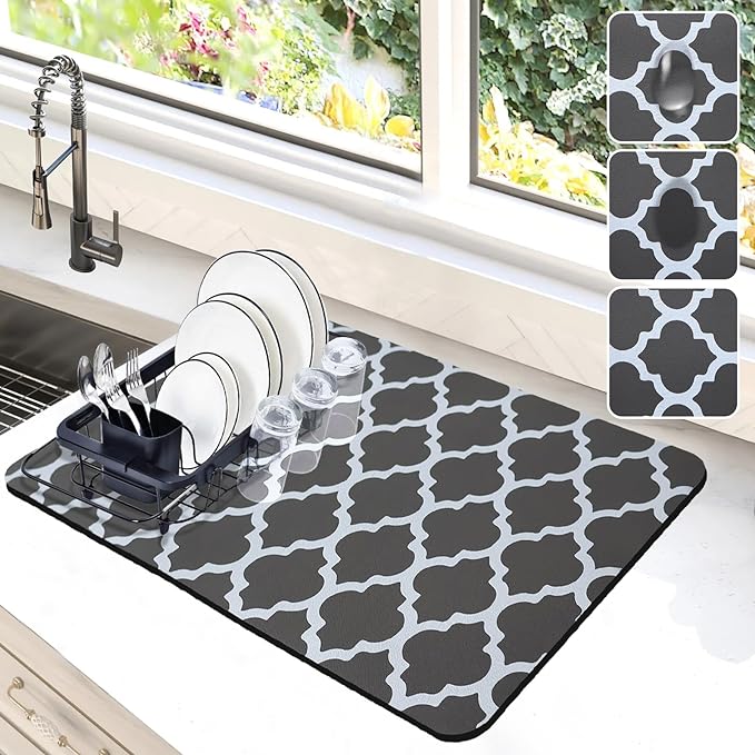 Dish Drying Mat for Kitchen Counter, Non-slip Drying Mat for Coffee Machine by Etomiel