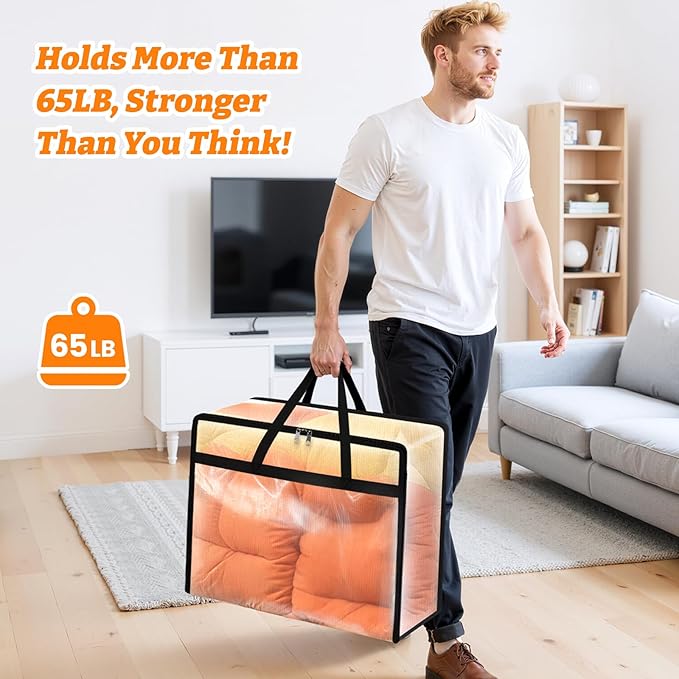 BlissTotes Moving Bags 40L 6PCS, Transparent Containers - Image 2