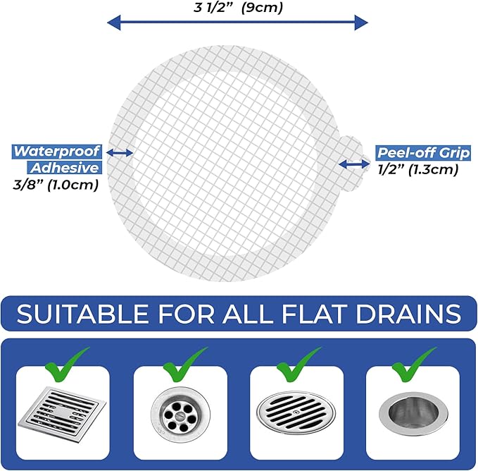 35 Pack Hair Catcher Shower Drain Disposable Mesh Stickers - Image 2