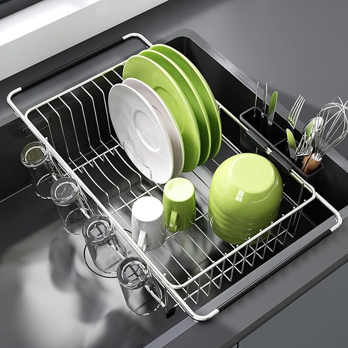 JASIWAY Dish Drying Rack in Sink, Dish Drainer by JASIWAY