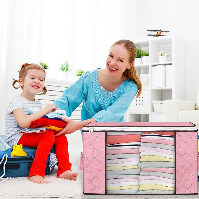 90L Large Storage Bags, 8 Pack Clothes Storage Bins Closet Organizers | - Image 6