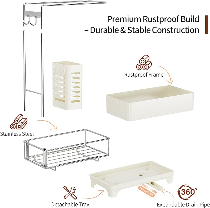 MOUKABAL 2-Tier Sponge Holder for Kitchen Sink Caddy Organizer - Image 4