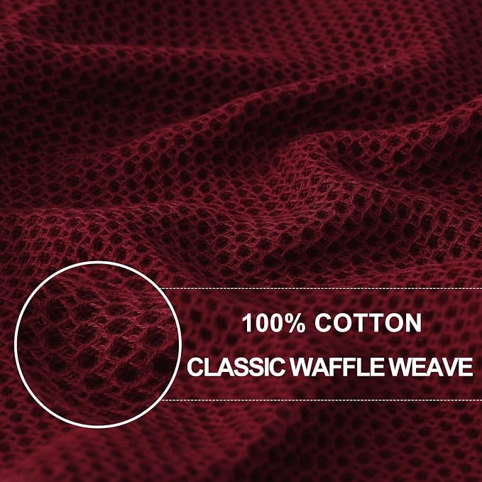 Homaxy 100% Cotton Waffle Weave Kitchen Dish Towels 24-Pack, Burgundy | 13 x 28 - Image 2