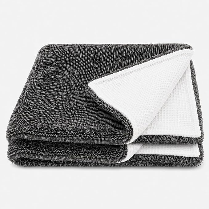 Hybrid Glass Microfiber Towel – Waffle Weave & Plush Dual Action Cleaning Cloth by Unknown
