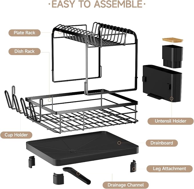 Runnatal 2-Tier Dish Drying Rack, Large Dish Drainers - Image 6