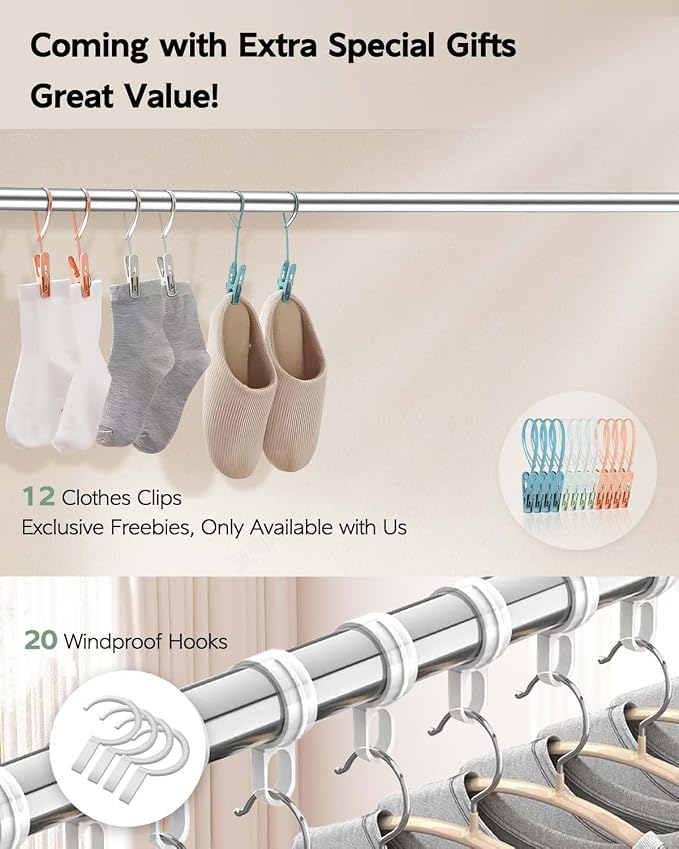 Vikaqi Clothes Drying Rack 95 Inches Folding Outdoor Indoor, Drying Rack - Image 4