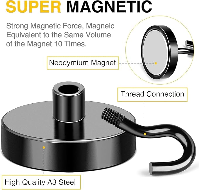 DIYMAG Magnetic Hooks 8pcs 120lbs Cruise Essentials 2026 Magnet Hook Black - Image 3