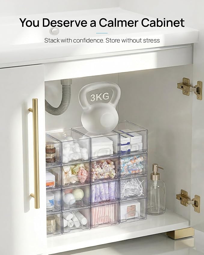 Vtopmart 2 Pack Small Clear Stackable Storage Drawers - Image 4