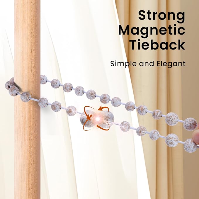KLOGTSIND Magnetic Curtain Tiebacks, 6 Pack Wood Bead Curtain Holdbacks - Image 6