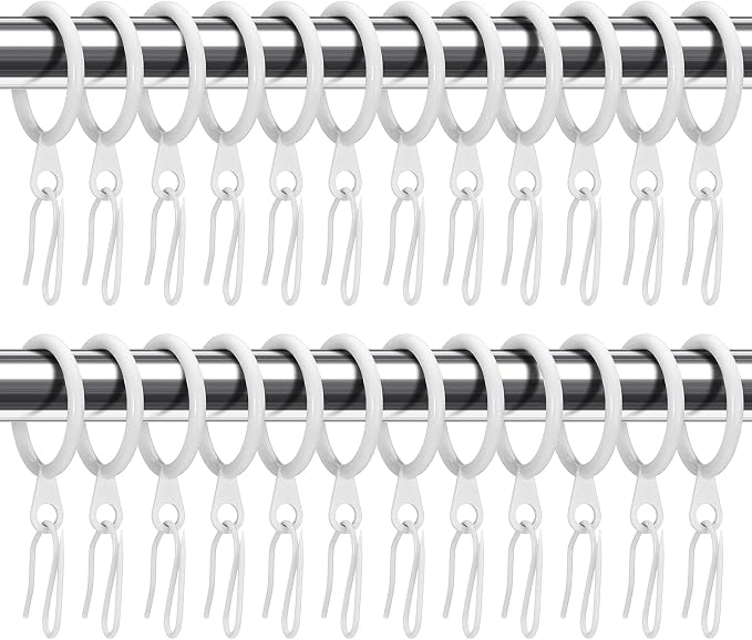 Hotop 60 Pcs 0.98 Inch Curtain Ring and 60 Pcs Pin Hook, 0.98/1.26/1.5/1.65 by HOTOP