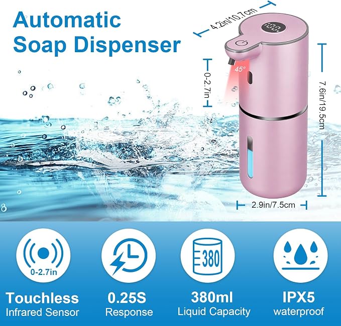 OHIFAST Automatic Liquid Soap Dispenser Touchless, USB Rechargeable Smart Hand - Image 2