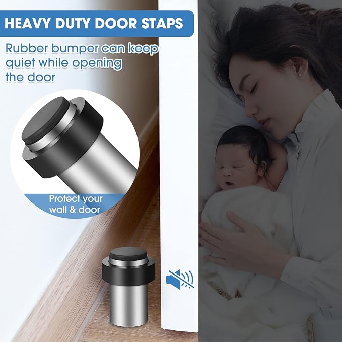 Chumia 6 Pcs Floor Mounted Door Stopper Stainless Steel, Wall Protector - Image 3