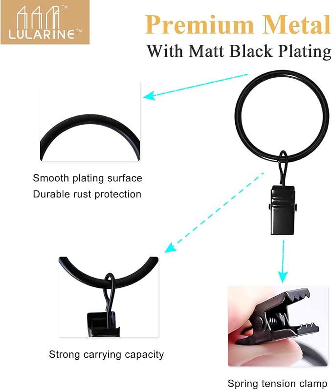 105 Pack Curtain Rod Clip Rings, Metal Drapery Ring - Image 3