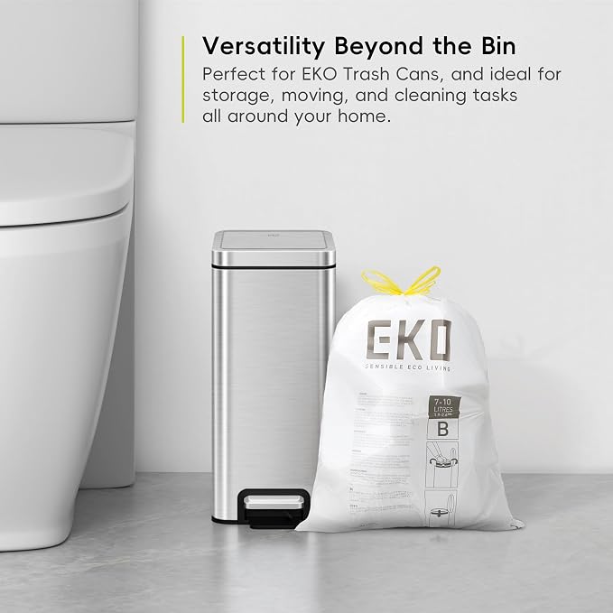 EKO 2.6 Gallon / 7-10 Liter, Extra-Strong Unscented Garbage Bags, Easy-Dispense - Image 3