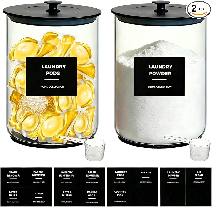 1 Gallon Glass Laundry Detergent Dispenser-Laundry Room Organization-Black by Unknown