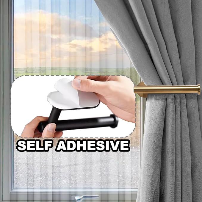 Adhesive Curtain Holdbacks No Drill, Wall Mounted Curtain Tie Backs Hooks - Image 2