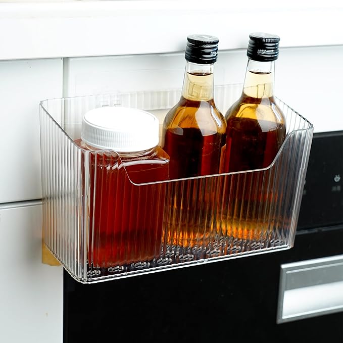 2 Pack Cabinet Door Organizer, Adhesive Wall Mounted Organizer Bins, Stackable - Image 5
