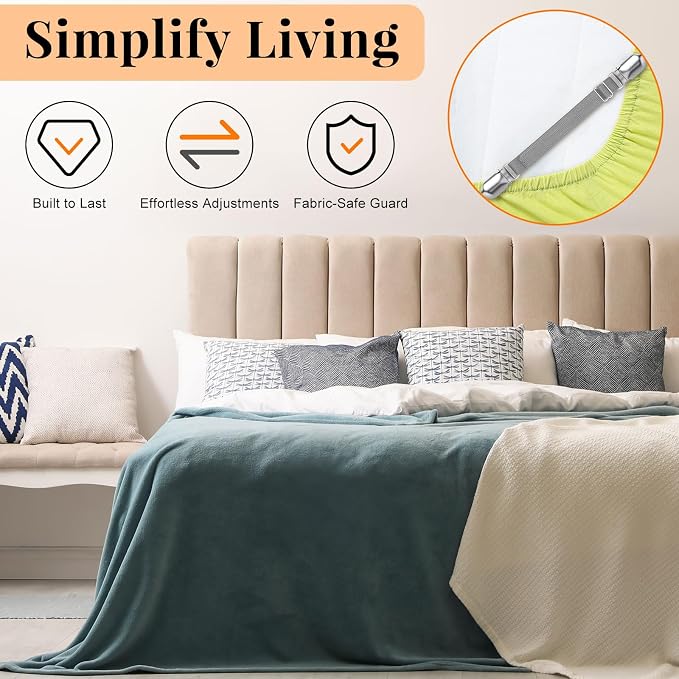 Boao 12 Pcs Bedsheet Strap Elastic Clip, 8-12 Inch Length | Sturdy Metal Clips - Image 6
