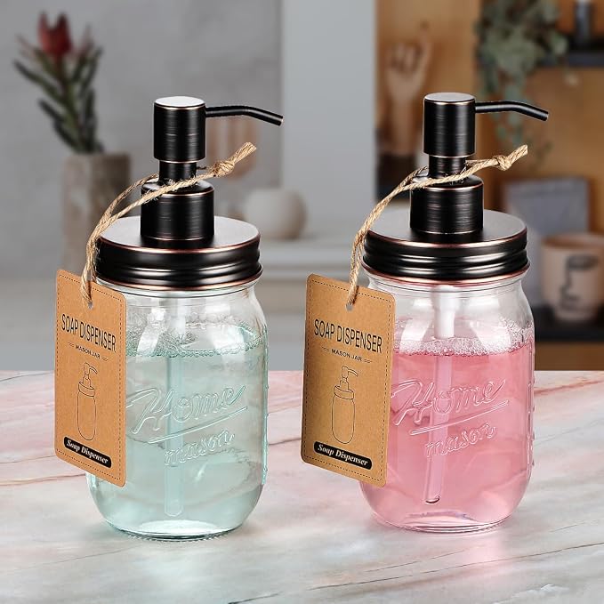 Amolliar Mason Jar Liquid Soap Dispenser, 16OZ Lotion Dispenser ORB 1 Pack | - Image 4