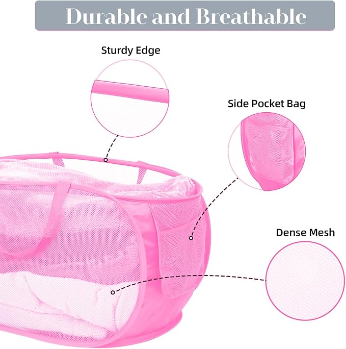 4 Pcs Durable Collapsible Laundry Baskets, Foldable Large Opening Pop Up - Image 5