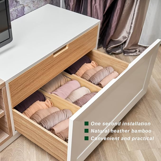 4 Pack Bamboo Drawer Dividers 2.6" High, Adjustable from 12 Inch to 17 Inch | - Image 5