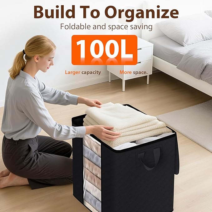 SpaceWhisper 6 Pack 100L Clothes Storage, Foldable Storage Bags, - Image 5