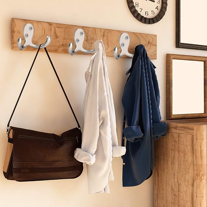 IBosins 28 Pack Heavy Double Prong Coat Hooks Wall Mounted - Image 4