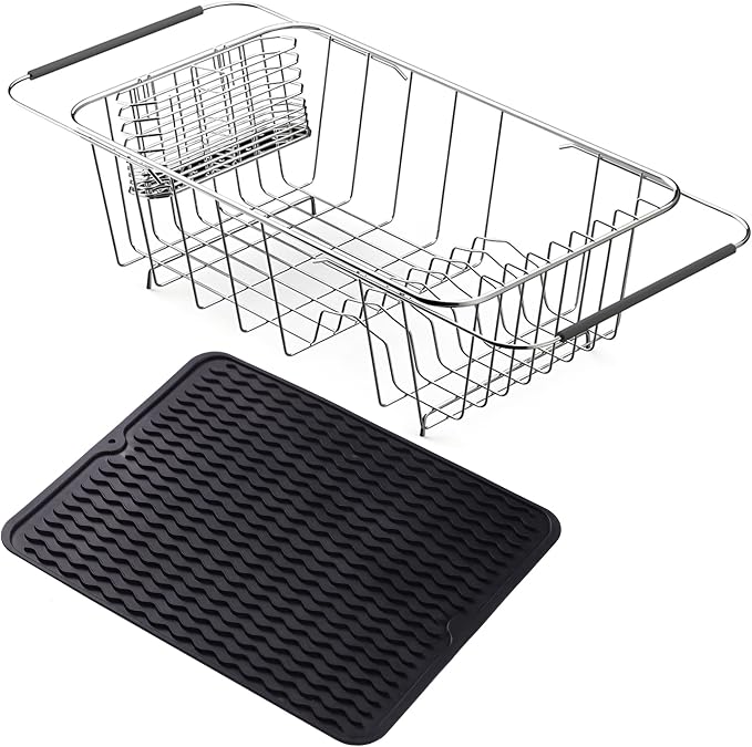 NiuYichee Stainless Steel Dish Drying Rack, Expandable Fruit & Vegetable Drain by NiuYichee