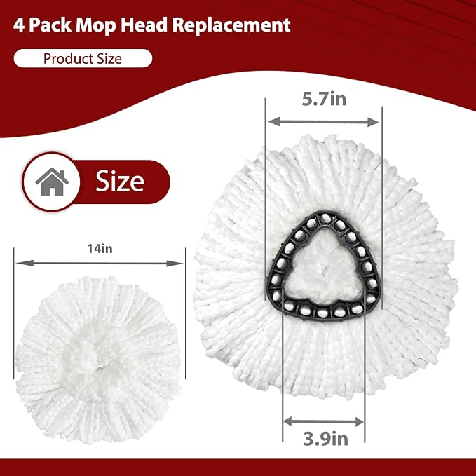 Spin Mop Replacement Heads, 4 Pack Compatible - Image 3