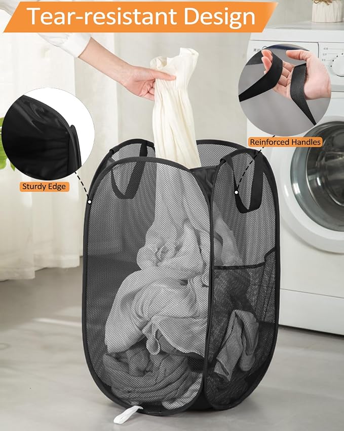 2 Pack Durable Collapsible Laundry Baskets - Image 2