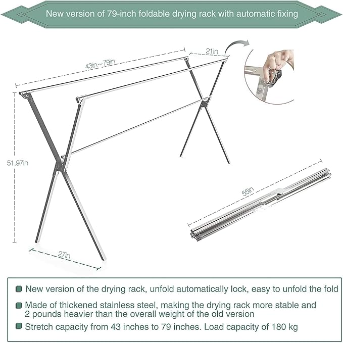 AZK Clothes Drying Rack Foldable Portable Design | Heavy duty Stainless steel - Image 4