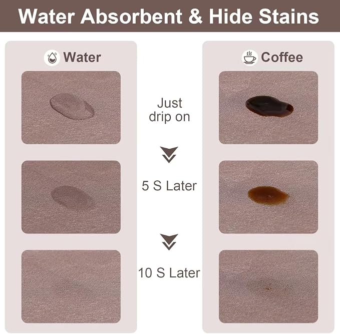 CooRug Fashion Coffee Mat, Dish Drying Mat 17" x 32" Brown | Hide Stain - Image 3