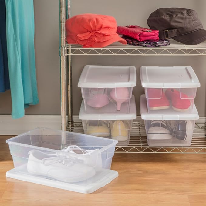 Sterilite 48-Pack 6 Quart Storage Box, Stackable Clear Plastic Bins - Image 6