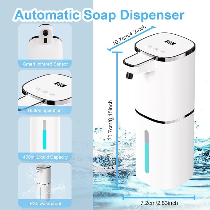 OHIFAST Automatic Foaming Soap Dispenser Touchless, USB Rechargeable Smart Hand - Image 2
