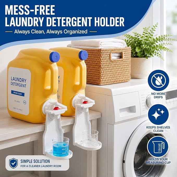 2 Pack Laundry Detergent Dispenser Cup Holder, No-Drip Laundry Detergent Cup - Image 6