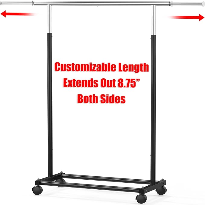 Simple Houseware Standard Rod Garment Clothing Rack, Extendable Width from 30 - Image 3