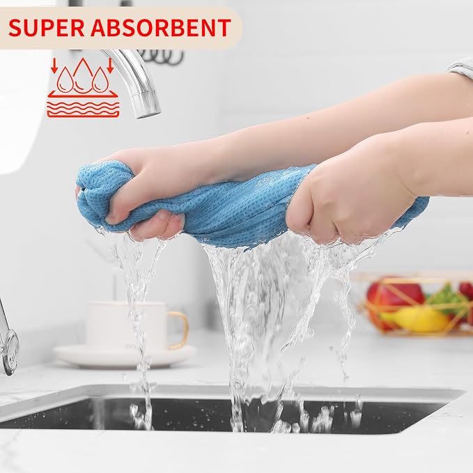 Homaxy 100% Cotton Waffle Weave Kitchen Dish Towels 4-Pack, Sky Blue | 13 x 28 - Image 3
