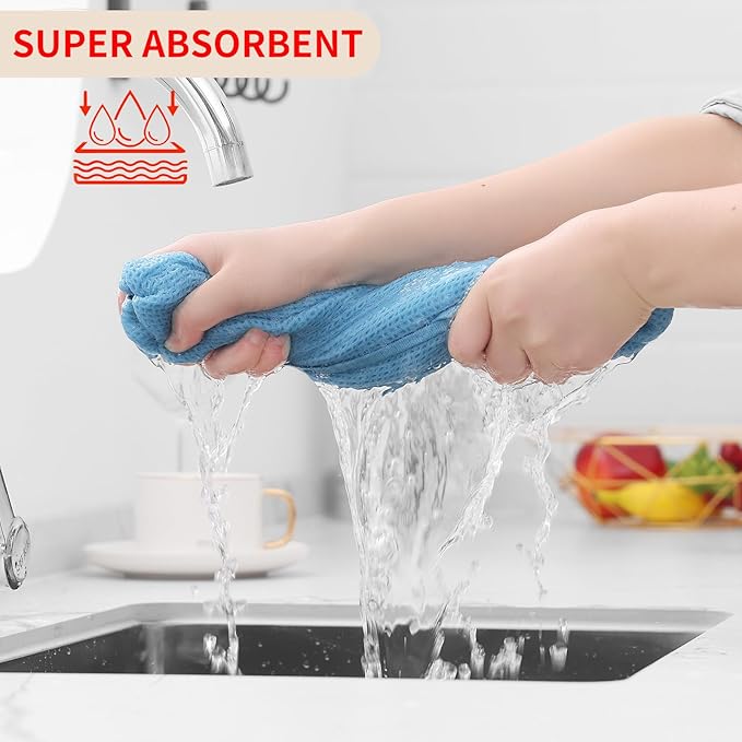 Homaxy 100% Cotton Waffle Weave Kitchen Dish Cloths 6-Pack, Sky Blue | 12 x 12 - Image 3