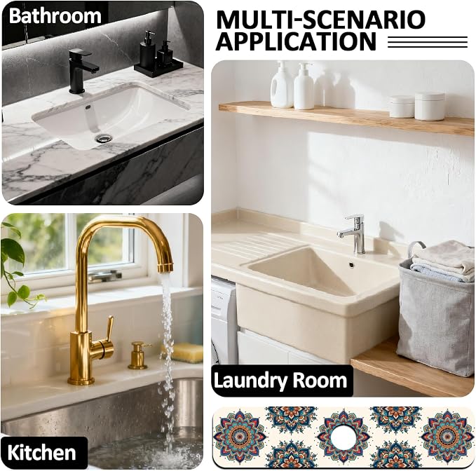 2 Pcs Kitchen Sink Splash Guard Faucet Mat Colored Mandala Faucet Mats - Image 7