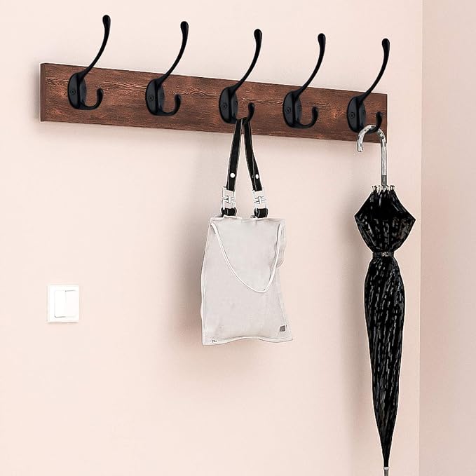 IBosins 10 Pack Black Double Coat Hooks No Rust Hooks - Image 5